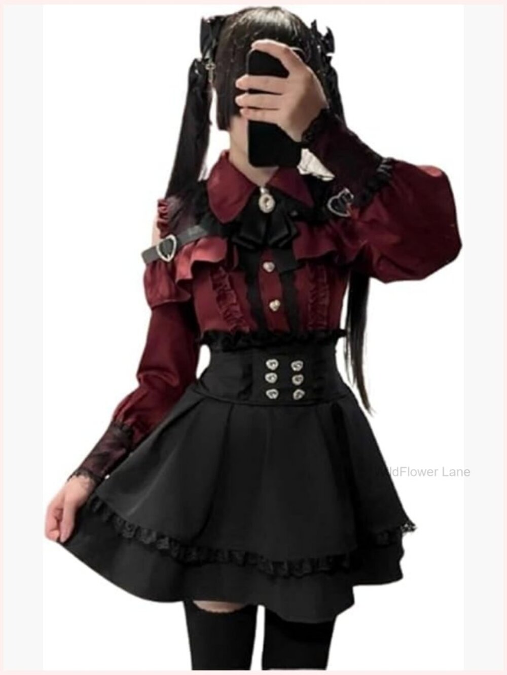 Lace Mesh Long Sleeve Blouse Off-Shoulder Ruffled Lolita Top